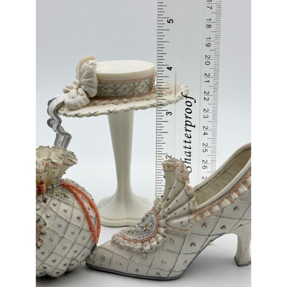 Victorian Style The Bride Miniature Shoe, Hat, Purse, Stand By Willow Hall - Picture 3 of 11